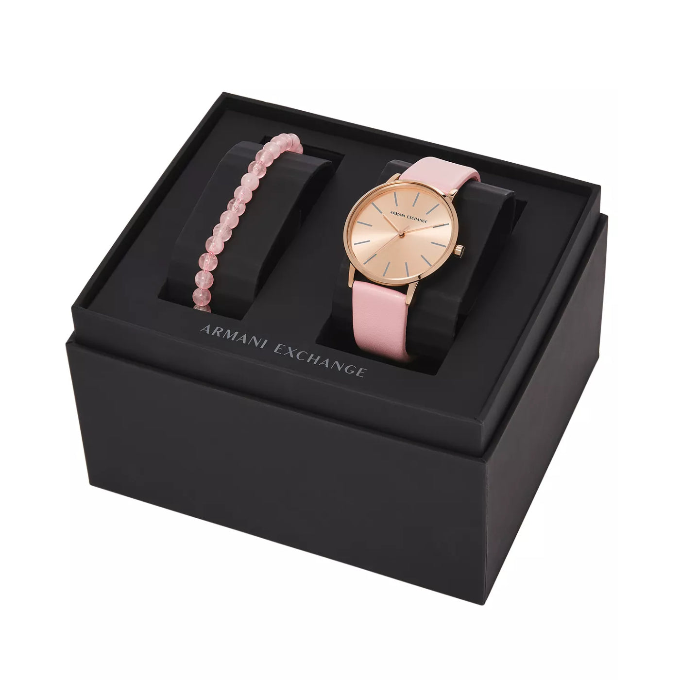 Armani Exchange Lola Women's 36mm Three-Hand Strap Watch with Bracelet - Pink