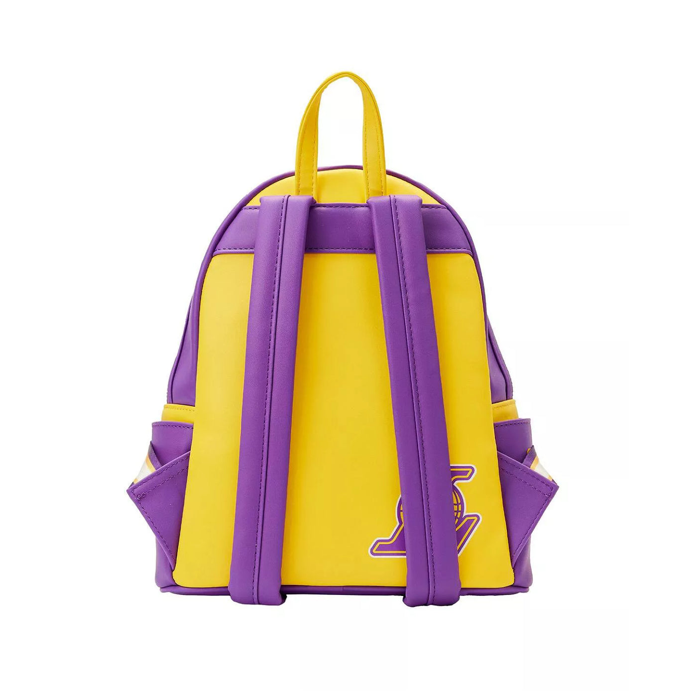 Mochila pequeña Loungefly de poliuretano con parches de los Lakers de la NBA de 10" en morado