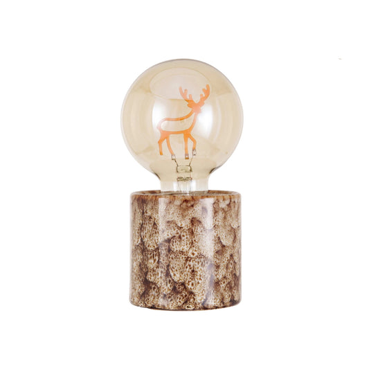 Creative Co-op Lamp with LED Deer Shape Filament Light Bulb - Brown/Cream