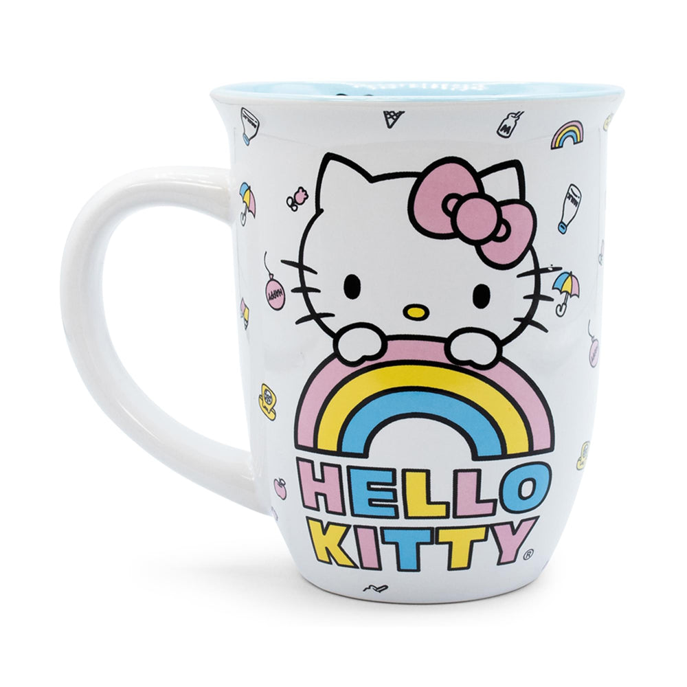 Sanrio Hello Kitty 14 oz Pastel Rainbow Wide Rim Ceramic Mug - Multicolor