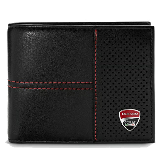 Ducati Enzo Medium Two Fold Leather Wallet - Black