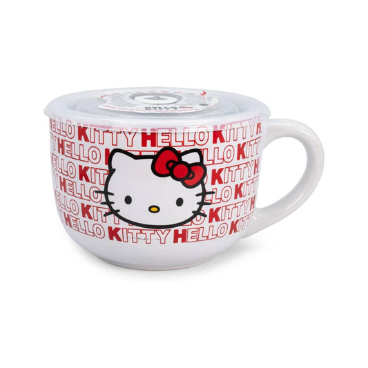 Sanrio Hello Kitty 24 oz Ceramic Soup Mug With Vented Lid - Red