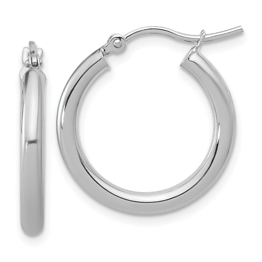 14K Leslie's Women's 2.5mm Tube Hoop Earrings in 14K White Gold
