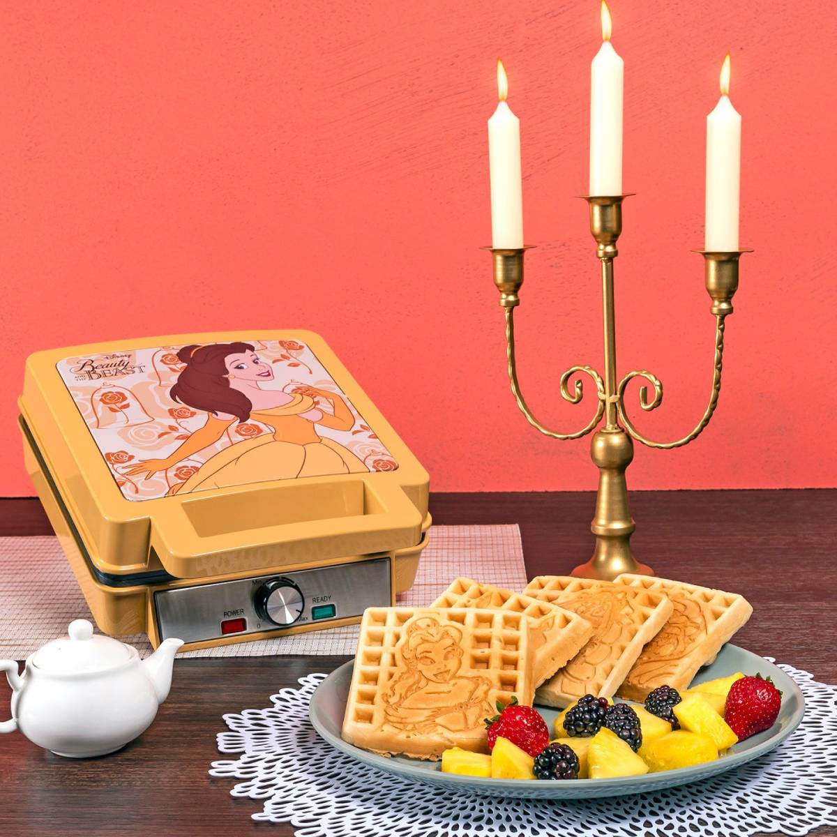 Uncanny Brands WM5/DIP/PR2 Disney Beauty and the Beast Deluxe Waffler - Orange