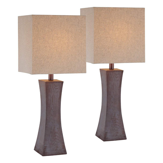 Lite Source Enkel Modern Table Lamps Set of 2, Walnut