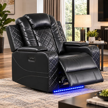 Kingston Power Motion Recliner with LED by Best Home - Black