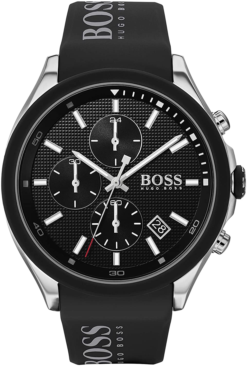 Hugo Boss Men's Chronograph Velocity Black Silicone Strap Watch - Black - Curacao