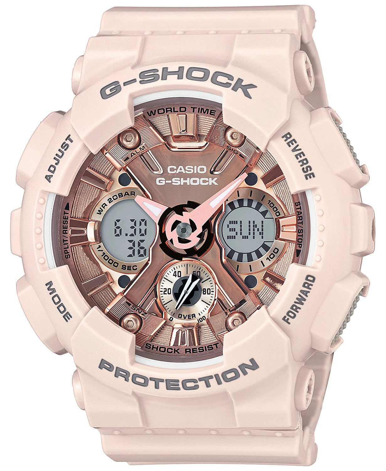 Reloj Casio G-Shock para mujer, analógico, digital, de cuarzo, de 49 mm, con correa de resina rosa -