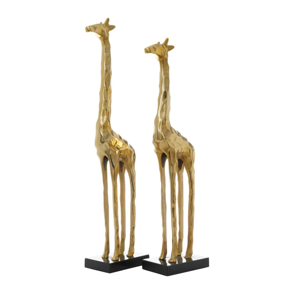 UMA Enterprises Modern Aluminum Giraffe Sculpture (Set of 2) - Gold