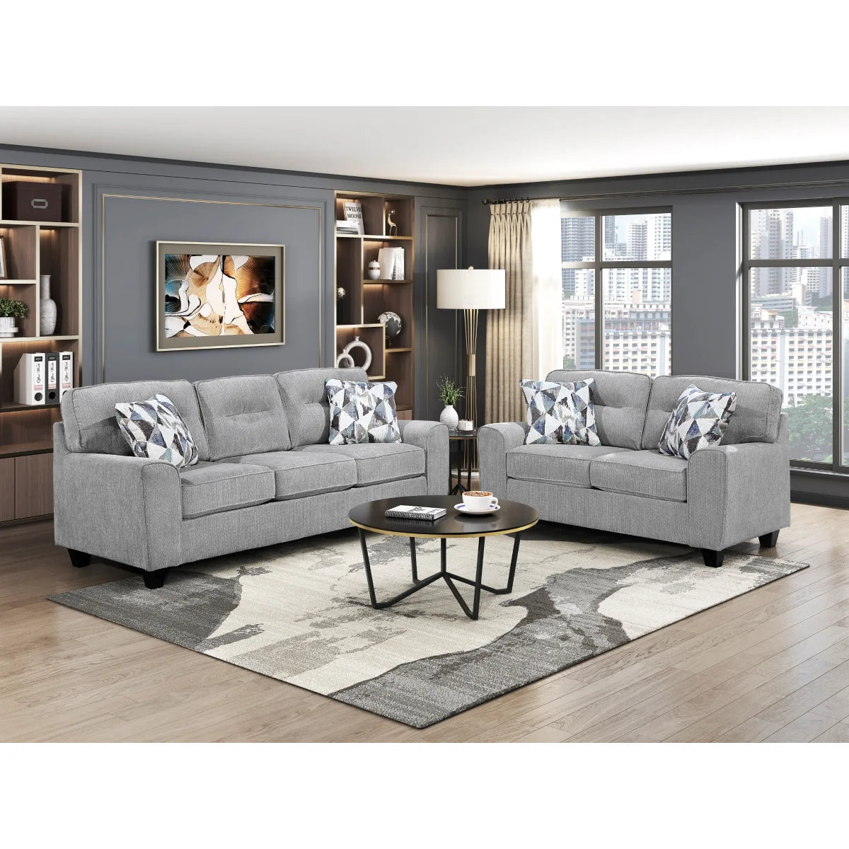 Norma Sofa and Loveseat Set by Homelegance - Gray
