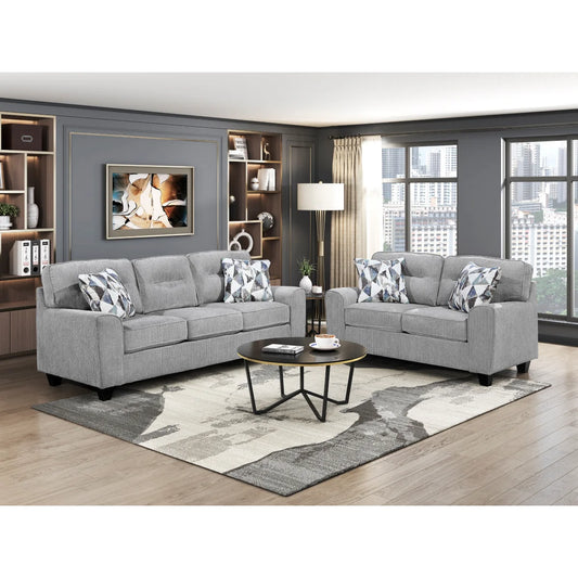 Norma Sofa and Loveseat Set by Homelegance - Gray