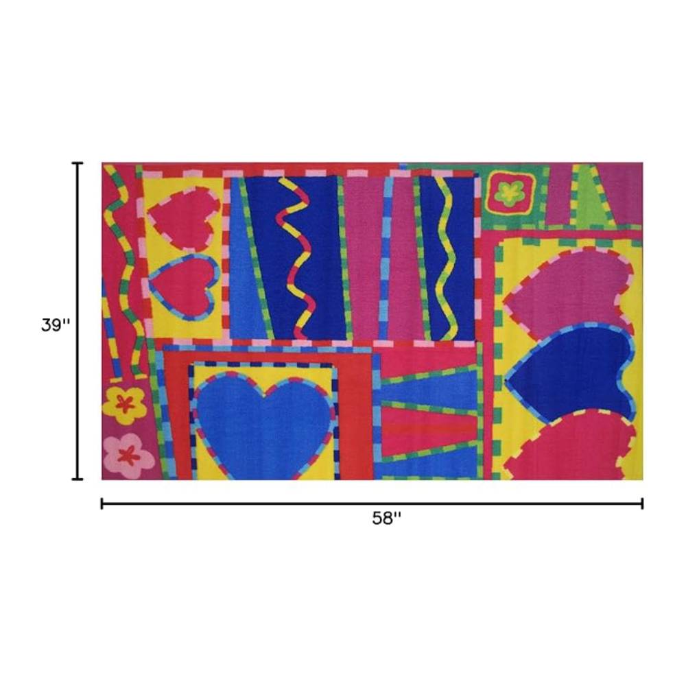 L.A Rugs 3'3" x 4'10" Fun Time Hearts and Crafts Rectangular Area Rug