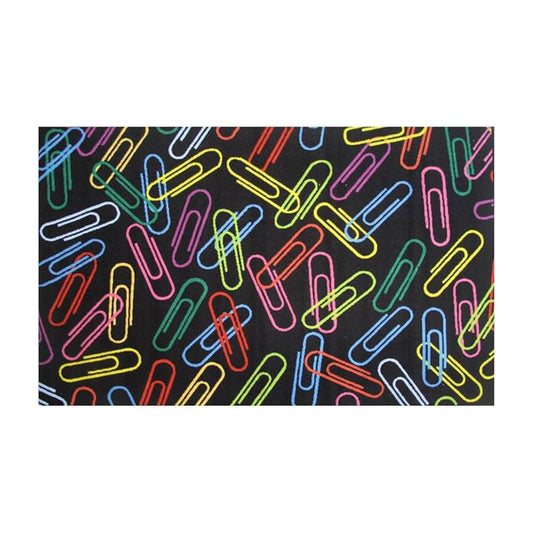 L.A Rugs 3'3" x 4'10" Fun Time Paper Clips Rectangular Area Rug - Black