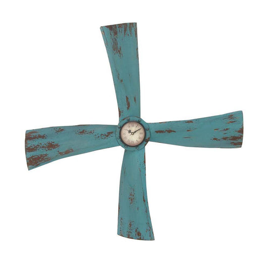 UMA Enterprises Coastal 26" Propeller Wall Clock in Metal - Cyan