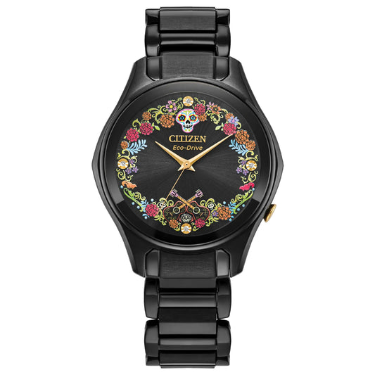 Citizen Eco-Drive Sugar Skull Pixar Women's 36mm Bracelet Watch - Black