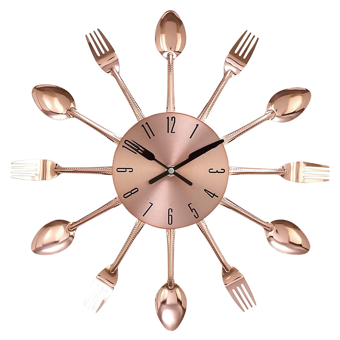 UMA Enterprises Industrial 15" Starburst Utensil Wall Clock in Metal - Copper