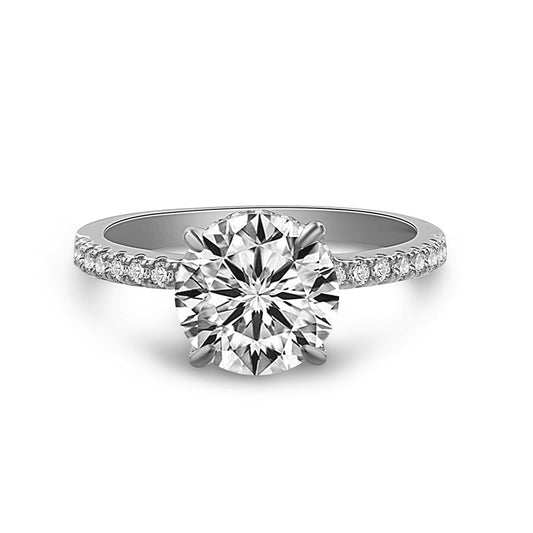 Anna Zuckerman Anastasia 07 Women's 1.5 ct. Diamond Crystalline Hidden Halo Engagement Ring in Platinum-Plating over 925 Sterling Silver - Size 9