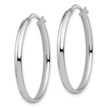 14K Leslie's Women's 3mm Hoop Earrings in Rhodium Plating-over 14K White Gold