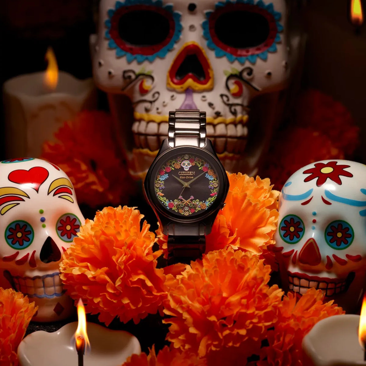 Citizen Eco-Drive Sugar Skull Pixar Women's 36mm Bracelet Watch - Black