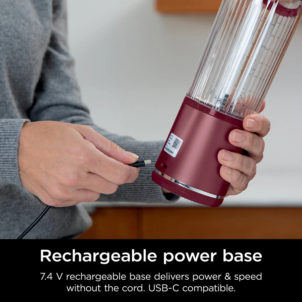 Ninja Blast BC151CR 18 oz Blast Cordless Portable Blender with Leak-Proof Lid - Cranberry Red