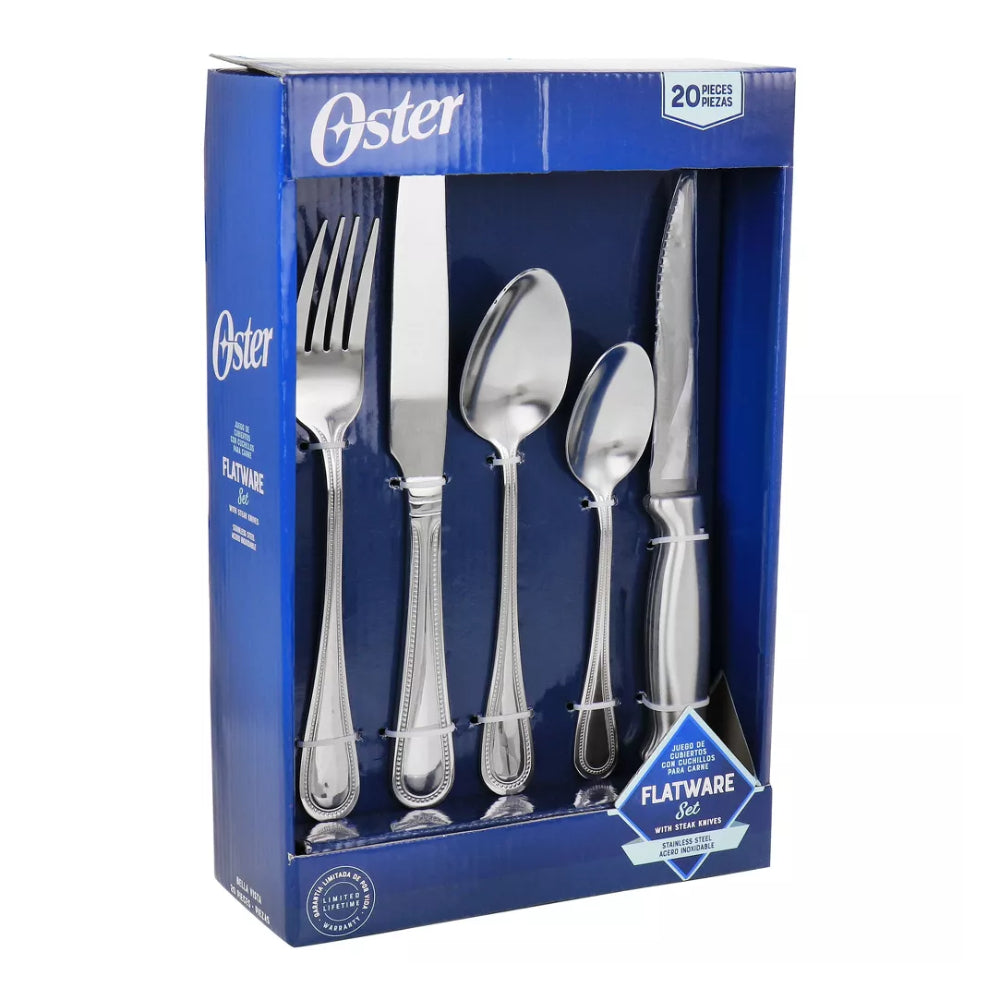 Oster Stainless Steel Flatware and Steak Knife Set (20-Piece)