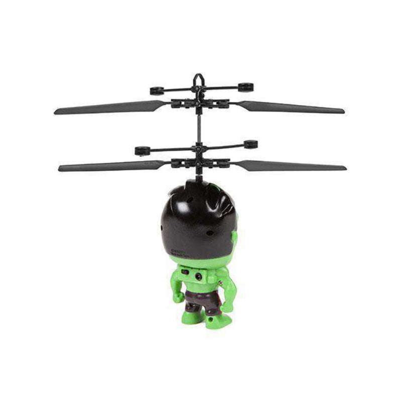 Figura voladora de Hulk de Marvel con OVNI IR y helicóptero de cabeza grande