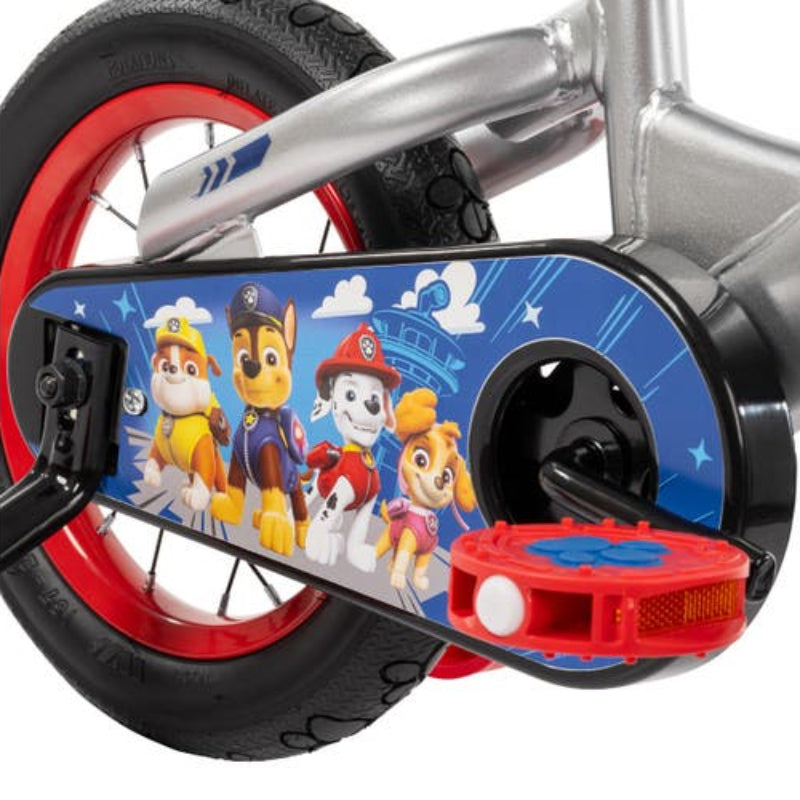 Bicicleta Huffy Paw Patrol de 12" para niños, color plateado y azul