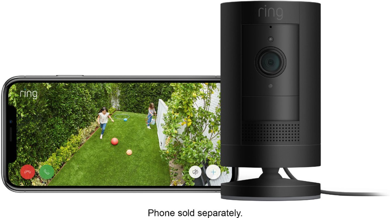 Ring - Stick Up Indoor/Outdoor 1080p Wi-Fi Wired Security Camera - Black