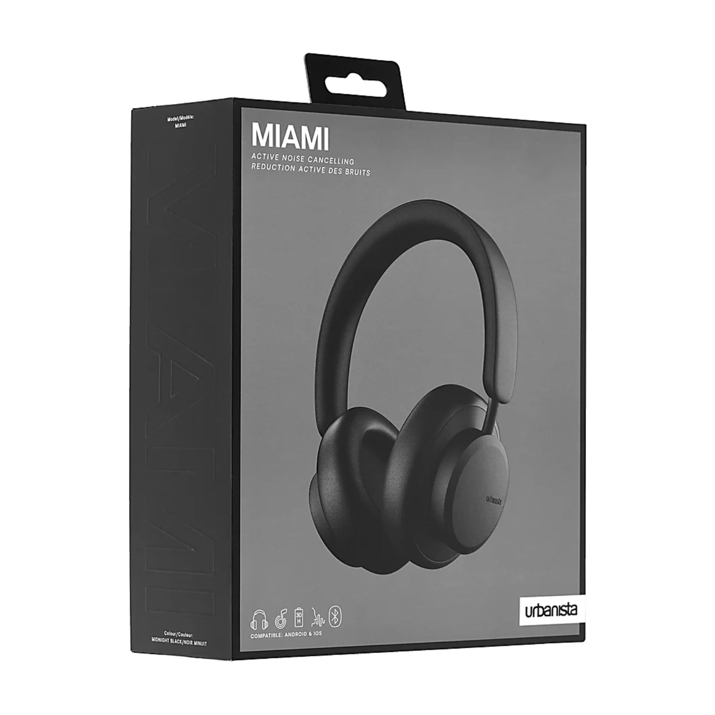 Auriculares inalámbricos con cancelación de ruido y Bluetooth de diadema Urbanista Miami - Negro medianoche