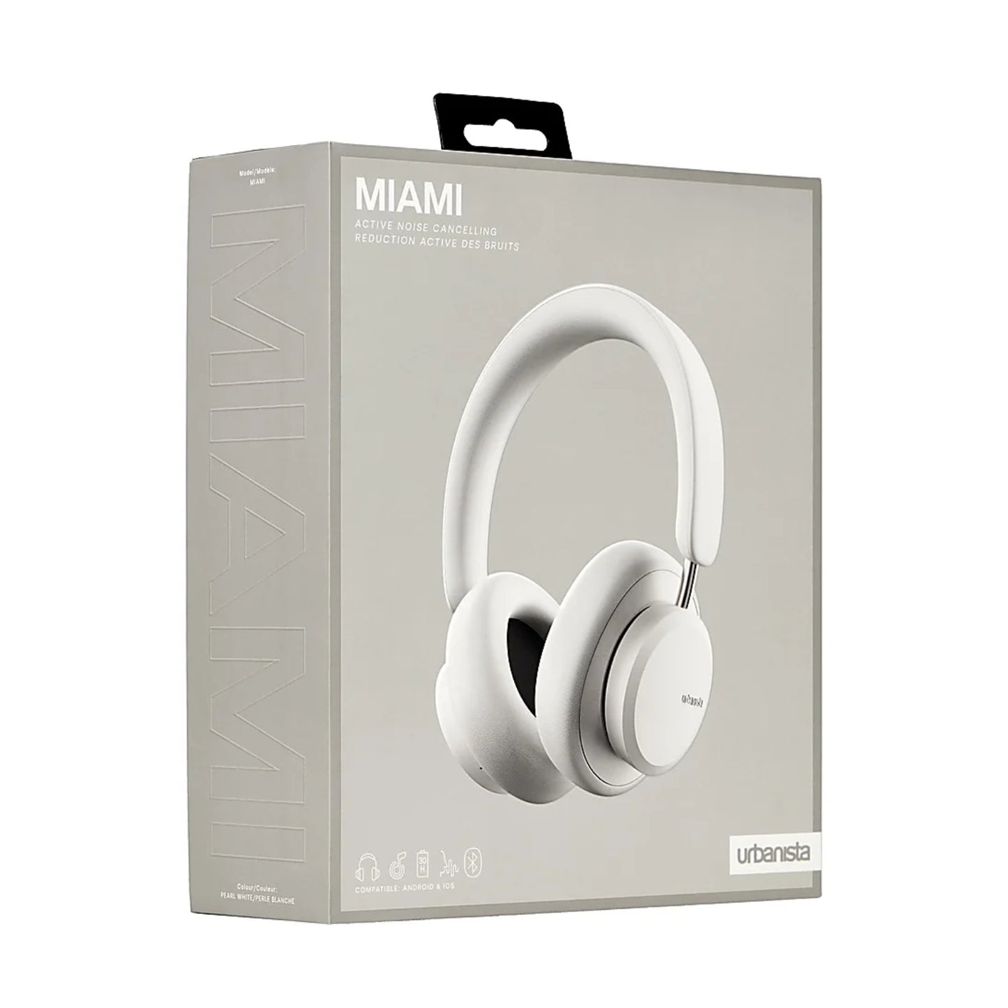 Urbanista Miami Wireless Noise Canceling Bluetooth Over-the-Ear Headphones - Pearl White