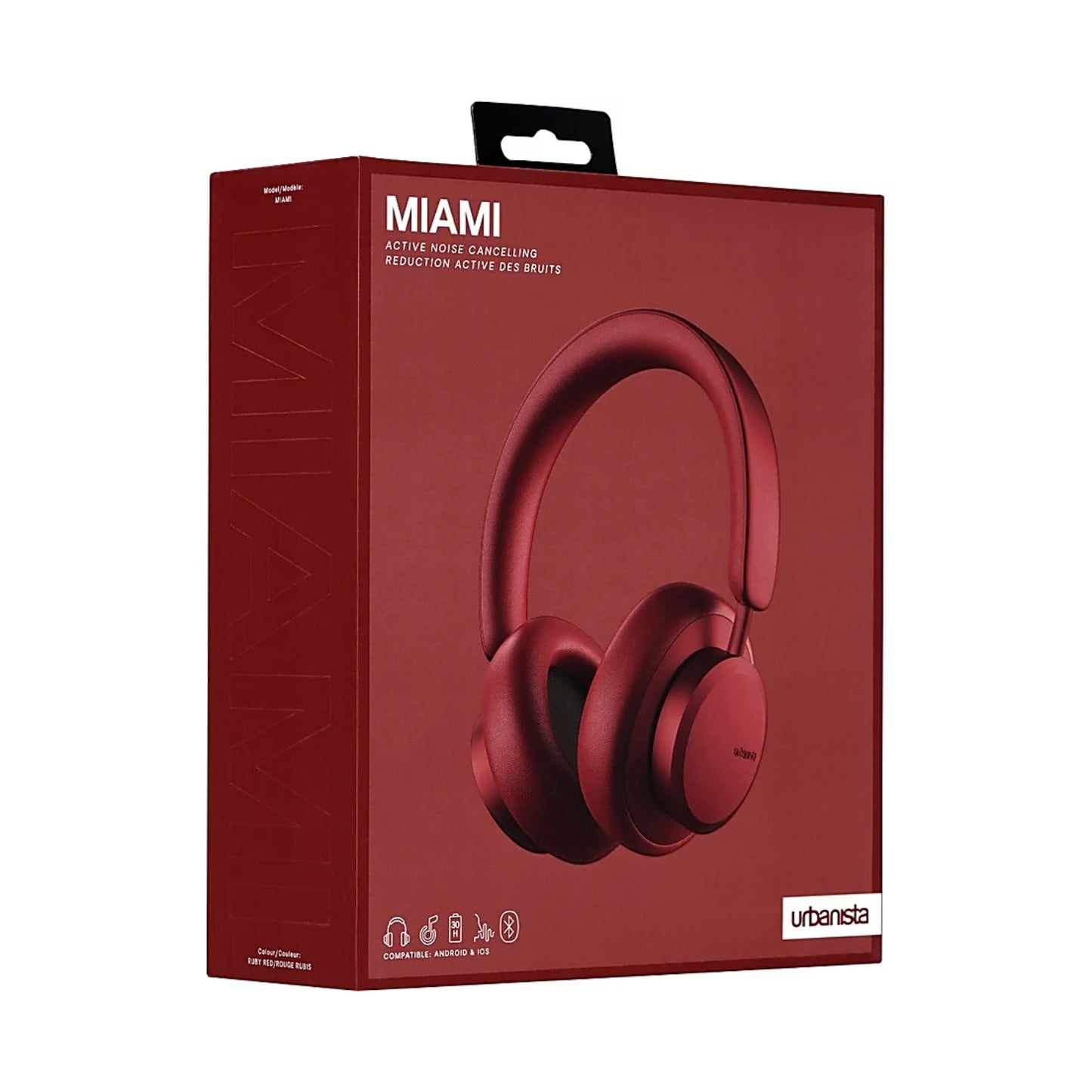 Urbanista Miami Wireless Noise Canceling Bluetooth Over-the-Ear Headphones - Ruby Red