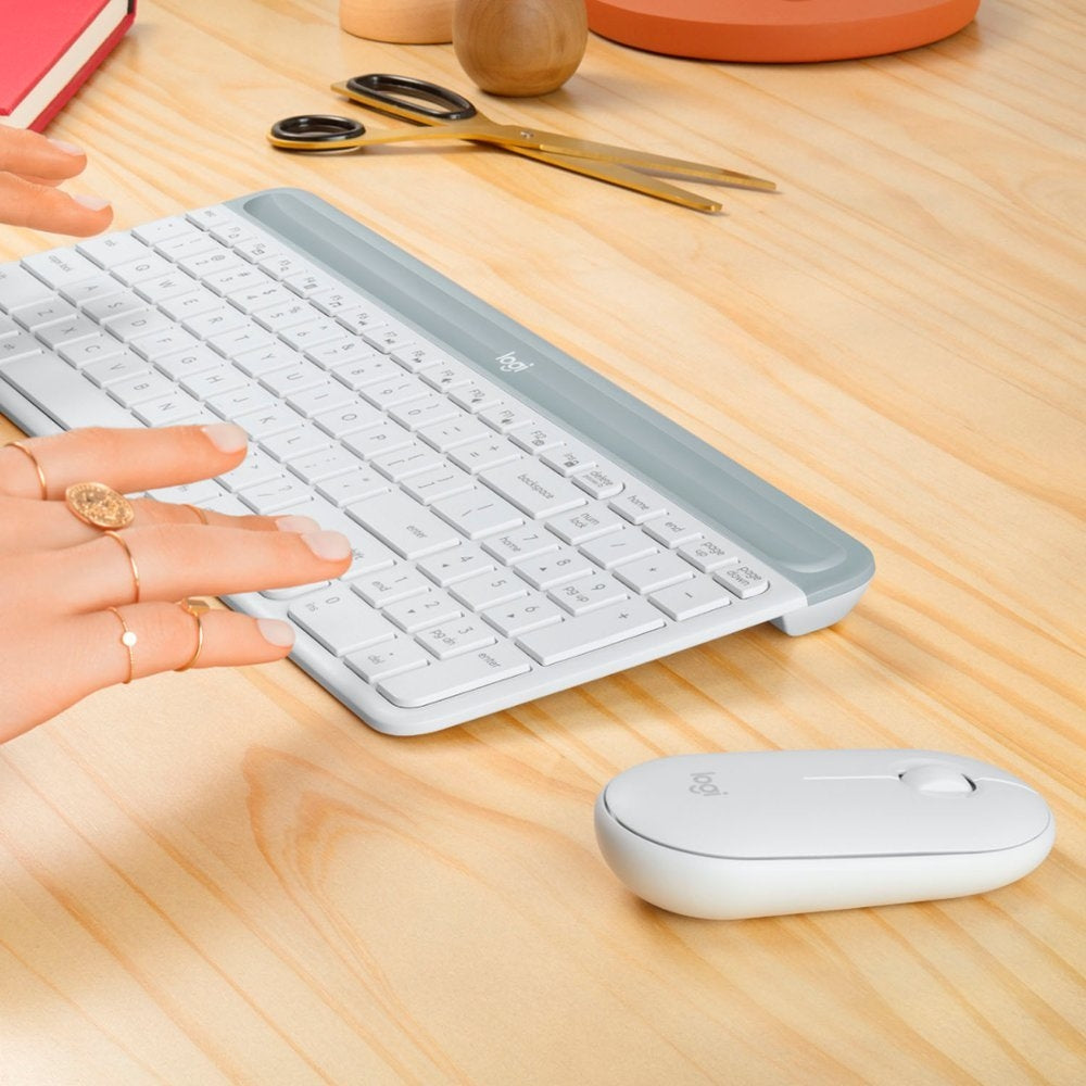 Teclado y ratón inalámbricos delgados Logitech MK470 - Blanco