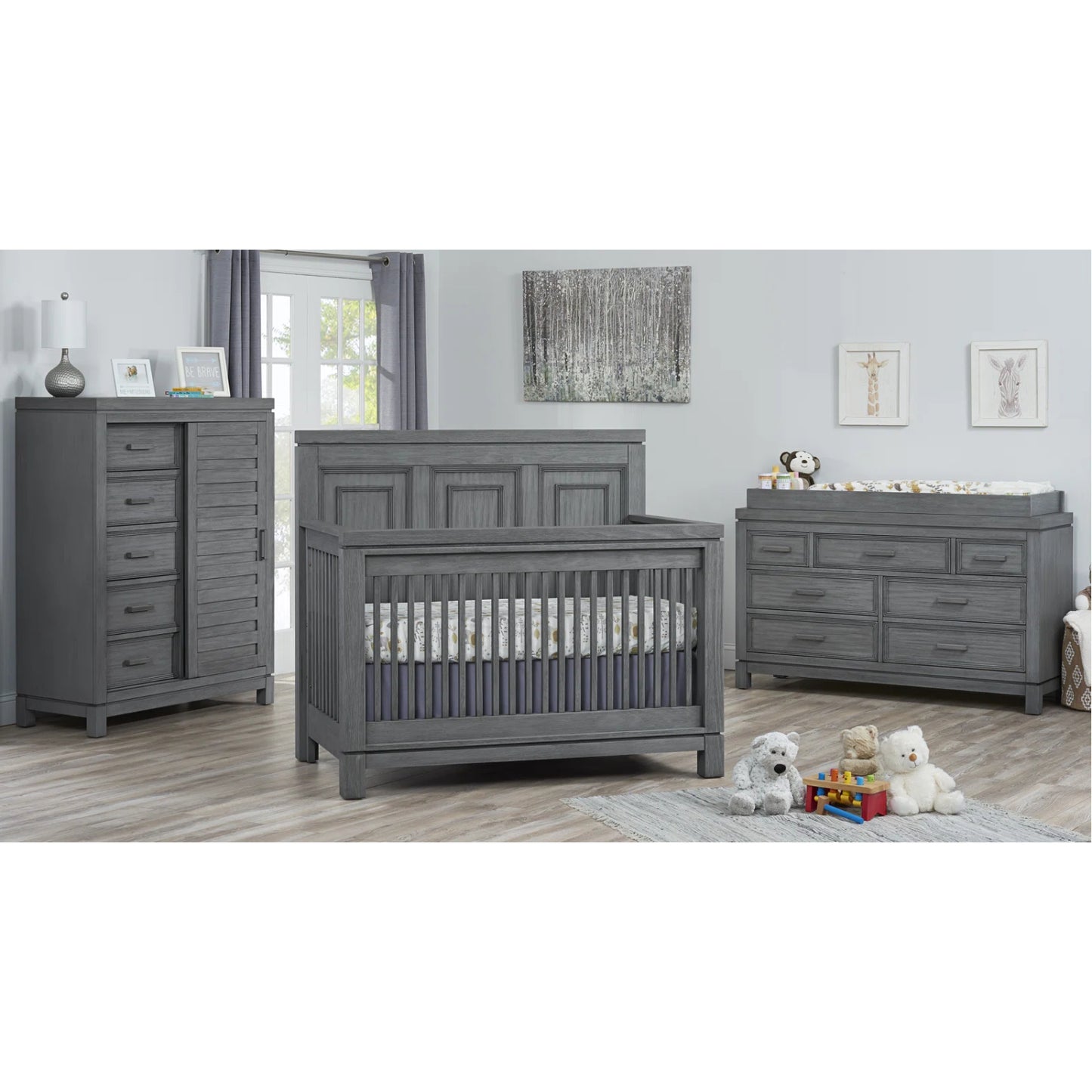 Soho Baby Manchester Rustic Gray 4-in-1 Convertible Crib