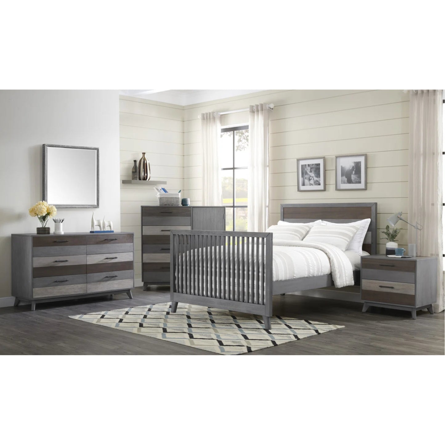 Cuna convertible 4 en 1 color gris Cascade de Soho Baby