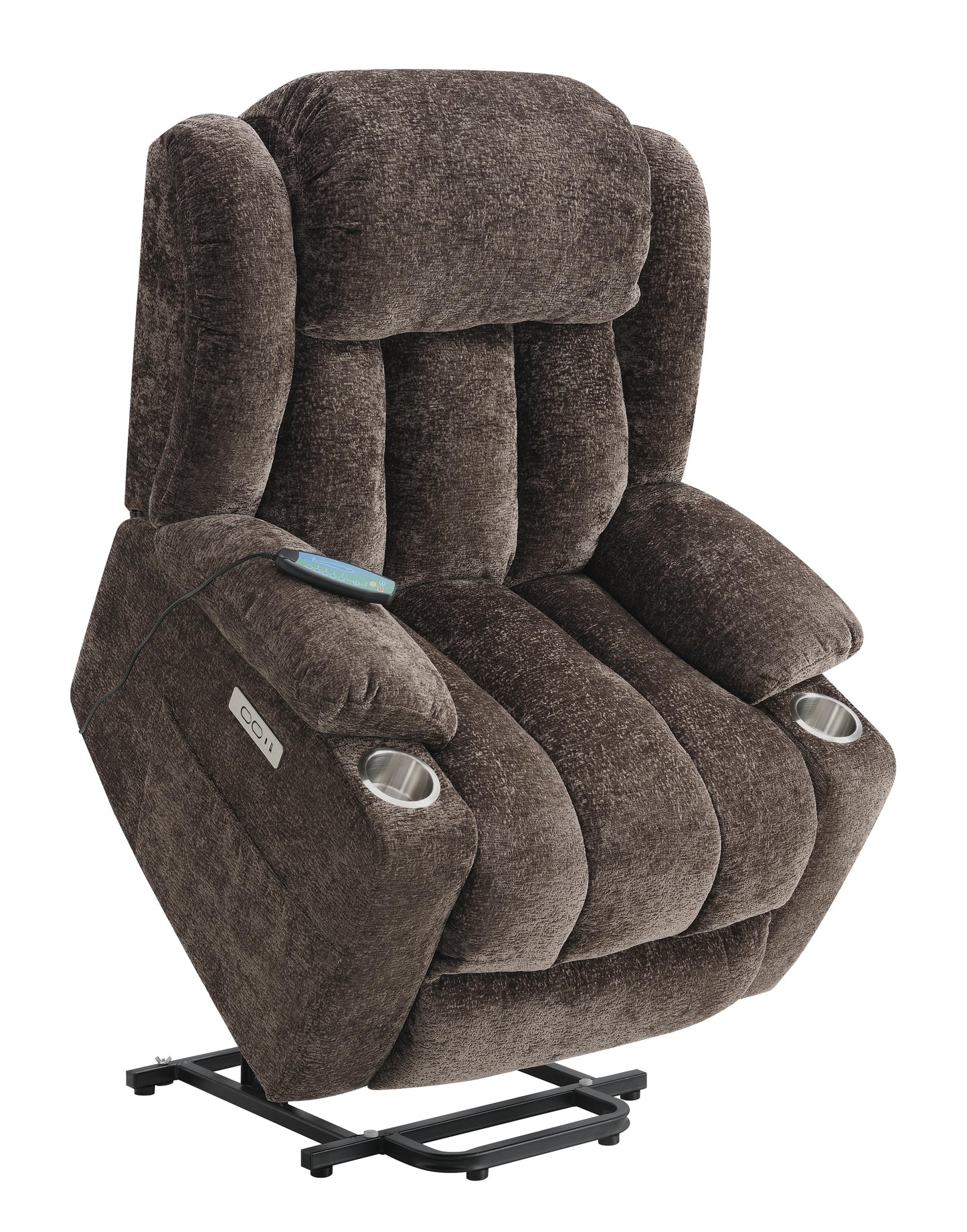 Orion Brown Power Recliner With Lift, Massage And Heating