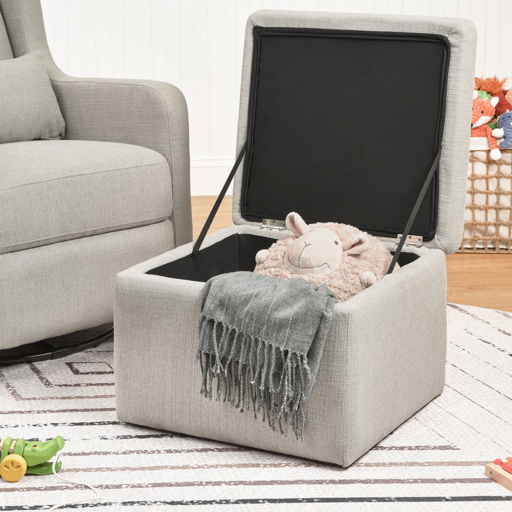 Adrian 37.5" Gray Swivel Glider with Storage Ottoman by DaVinci