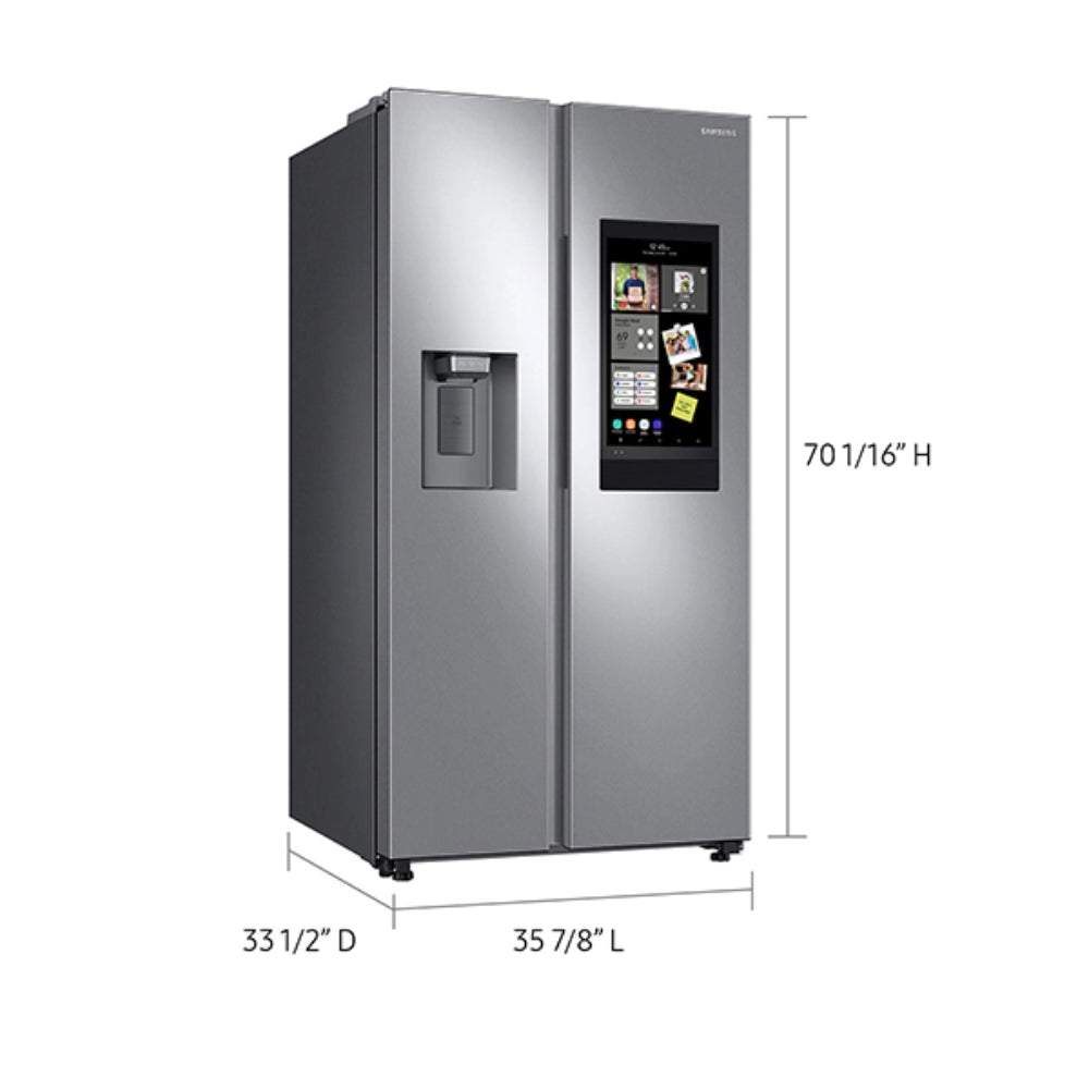 Samsung RS27T5561SR 26.7 cu. ft. Family Hub Side by Side Smart Refrigerator in Fingerprint Resistant -Stainless Steel