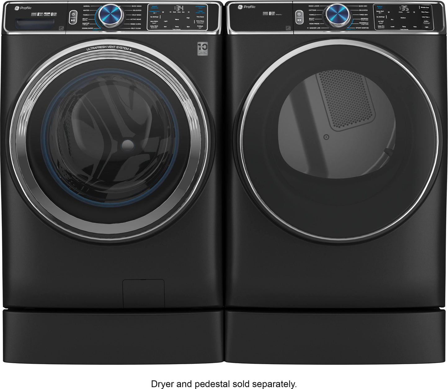 GE Profile - 5.3 cu. ft Smart Front Load Steam Washer with Vent System & Microban Antimicrobial Technology - Carbon Graphite