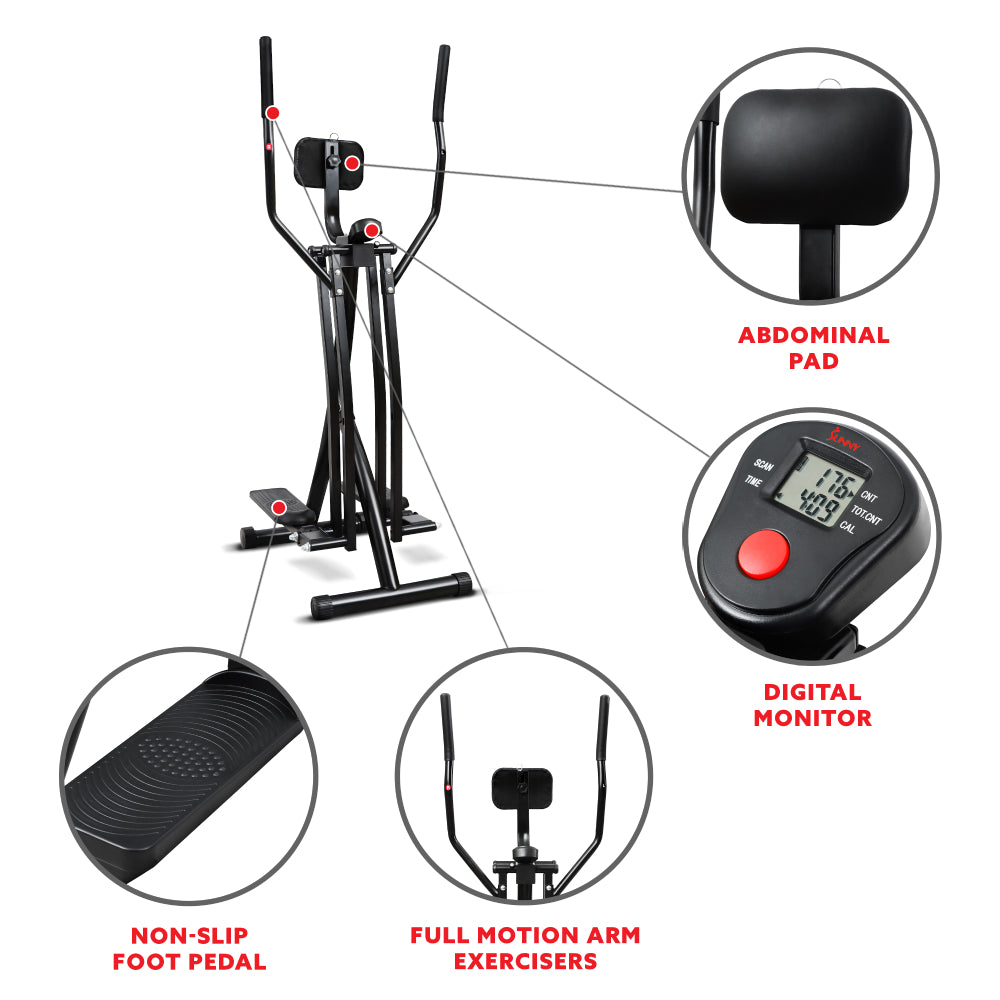 ?Sunny Health & Fitness Air Walk Trainer Glider Exercise Machine - Black