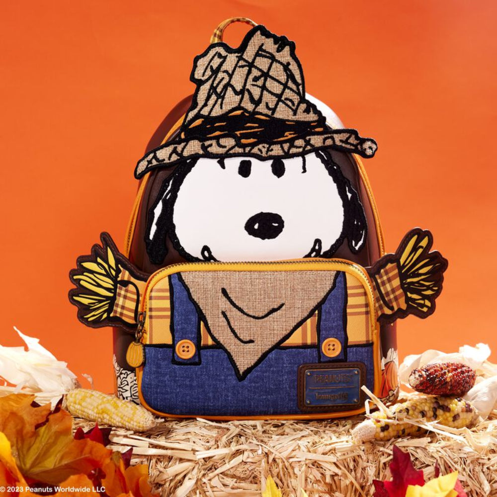 Mochila pequeña de espantapájaros de Snoopy y Peanuts para cosplay de Loungefly