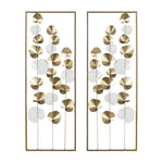 Uma Enterprises 33.5" Rectangular Framed Leaf - White/Gold