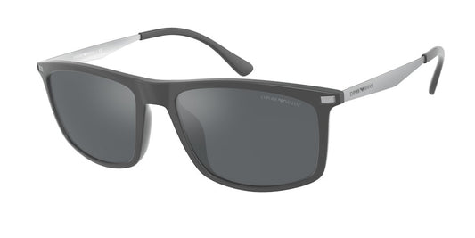 Emporio Armani Matte Grey Sunglasses with Light Grey Mirror Black Lens