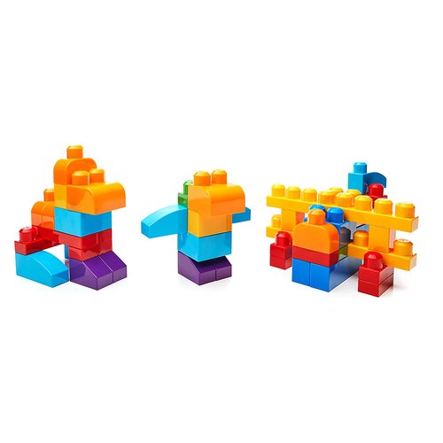 Bolsa de construcción grande First Builders de Mega Bloks, juego de construcción clásico de 80 piezas, color azul