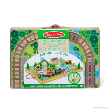 Melissa & Doug Take-Along Railroad Set with Storage Case (17-Pieces)