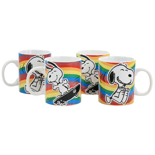 Peanuts 70th Anniversary Classic Snoopy Rainbow Stoneware Mug Set (4-Piece)