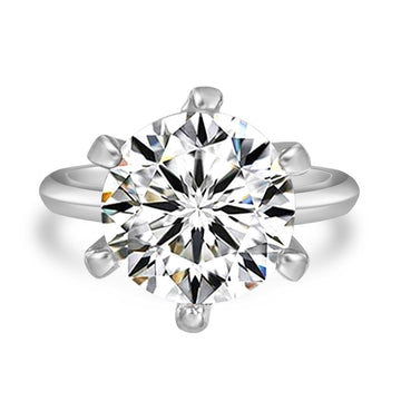 Anna Zuckerman Anastasia 23 Women's 7 ct. Diamond Crystalline Solitaire Engagement Ring in Platinum-Plating over 925 Sterling Silver