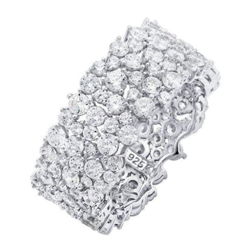 Anillo de platino puro CRISLU Cluster de gran eternidad