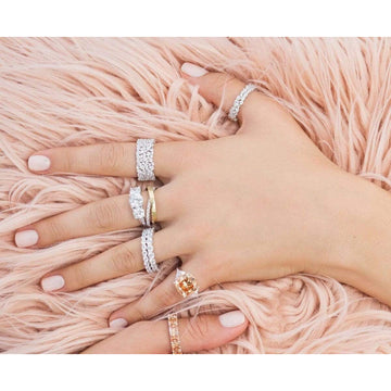 CRISLU Cluster Large Eternity in Pure Platinum Ring - Size 7