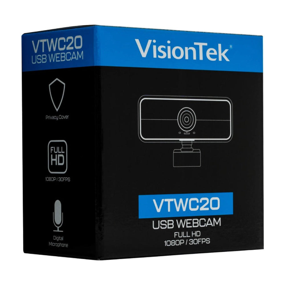 VisionTek VTWC20 FHD USB 2.0 Webcam - Black - Curacao