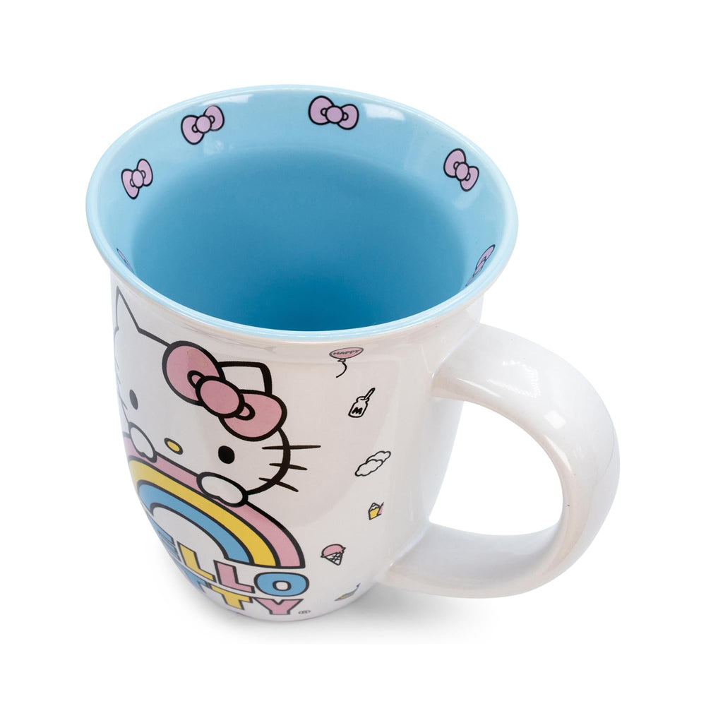 Sanrio Hello Kitty 14 oz Pastel Rainbow Wide Rim Ceramic Mug - Multicolor